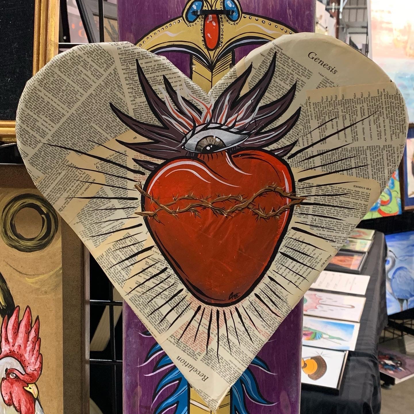 *Original Hand Painted Skateboard - Sacred Heart