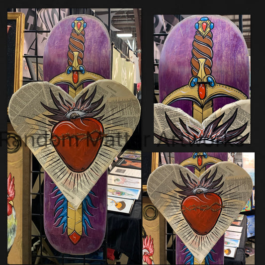 *Original Hand Painted Skateboard - Sacred Heart