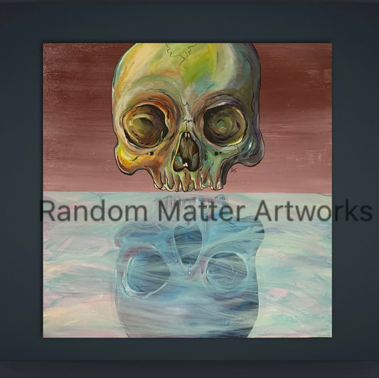 ORIGINAL * Skull Mirrored Painting